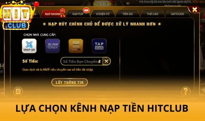 Nạp tiền Hitclub - Thực hiện nhanh chóng, an toàn chỉ vài phút 4 Lựa chọn kênh nạp tiền Hitclub phù hợp