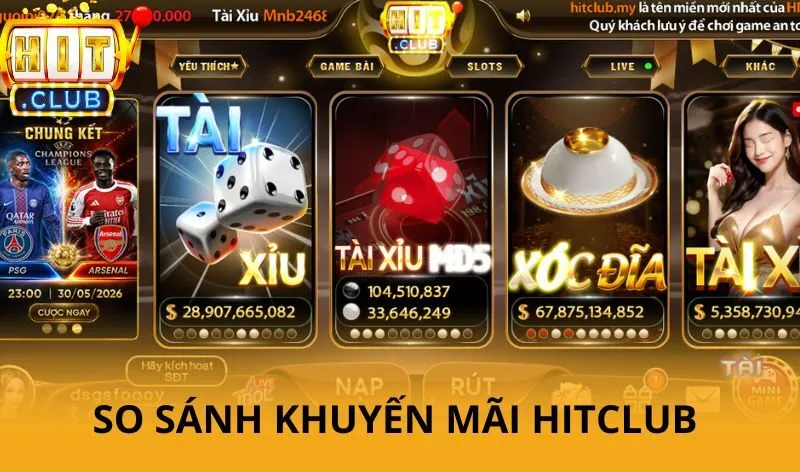 Khuyến mãi Hitclub - Hướng dẫn cách nhận giftcode & ưu đãi mới nhất 5 So sánh các khuyến mãi Hitclub