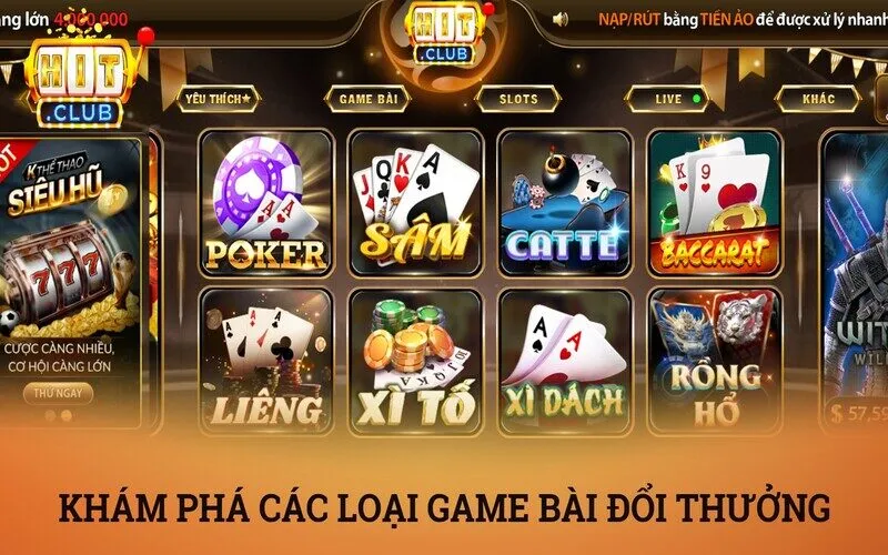 Game bài đổi thưởng là gì? – Sức hút từ sảnh game bài HitClub 3 Khám phá các thể loại game bài đổi thưởng tại HitClub