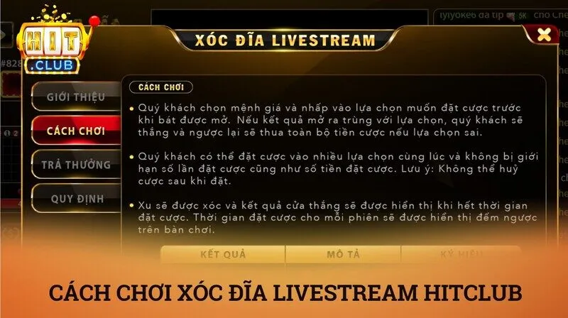 Xóc đĩa livestream Hitclub – Trải nghiệm cách chơi thế hệ mới 4 Cách chơi Xóc đĩa livestream Hitclub chi tiết từng bước