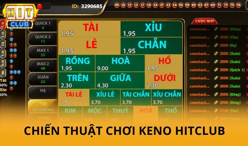 Chiến thuật chơi Keno HitClub hiệu quả