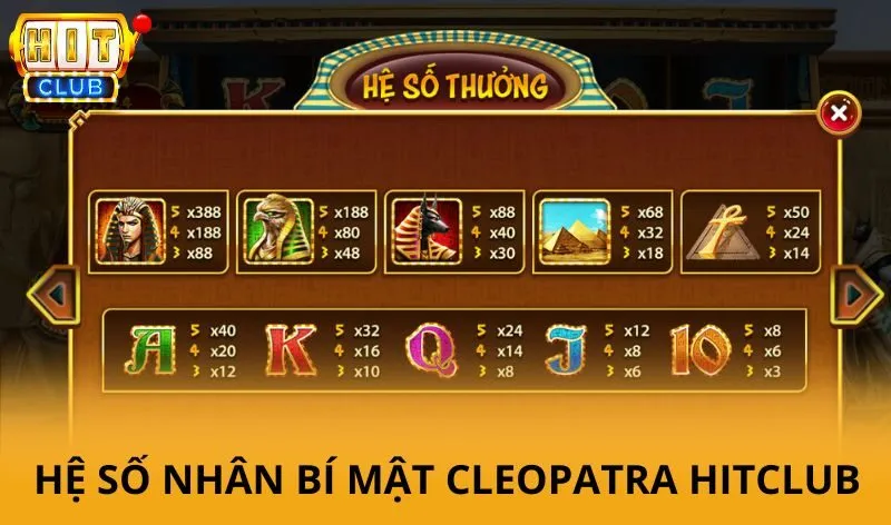 Hệ số nhân Bí mật cleopatra hitclub
