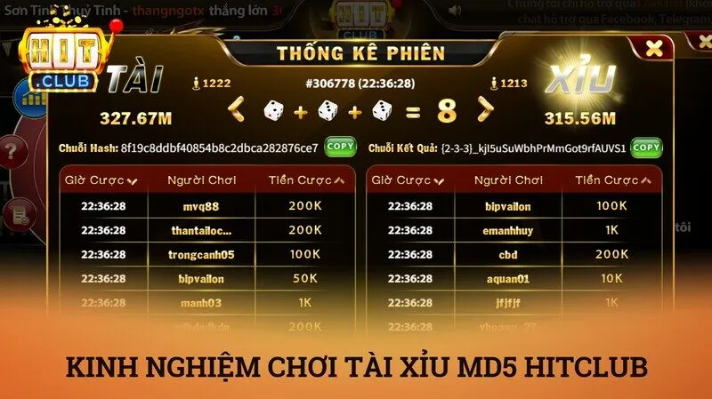 Tài xỉu MD5 Hitclub - Thắng sòng phẳng nhờ công nghệ kiểm tra công khai 4 Kinh nghiệm và chiến thuật chơi tài xỉu MD5 Hitclub hiệu quả