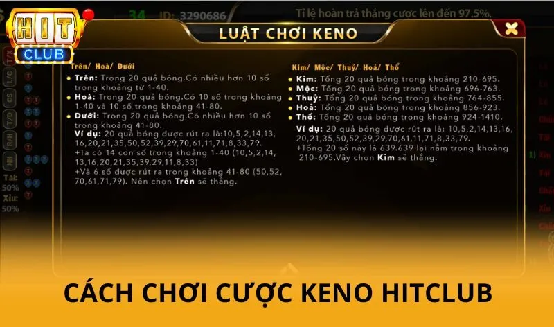 Cách chơi cược Keno HitClub