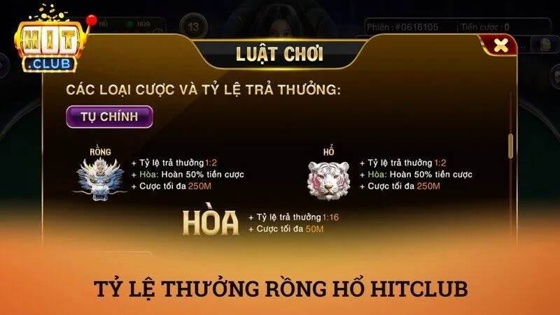 Rồng hổ hitclub – Siêu phẩm cá cược thẻ bài tốc độ làm chủ bàn chơi 3 Bảng tra cứu các cửa cược và tỷ lệ thưởng Rồng Hổ Hitclub